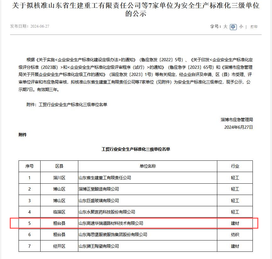 践行“六个主题年”丨华瑞拼搏在线官方网站获评安全生产标准化三级单位